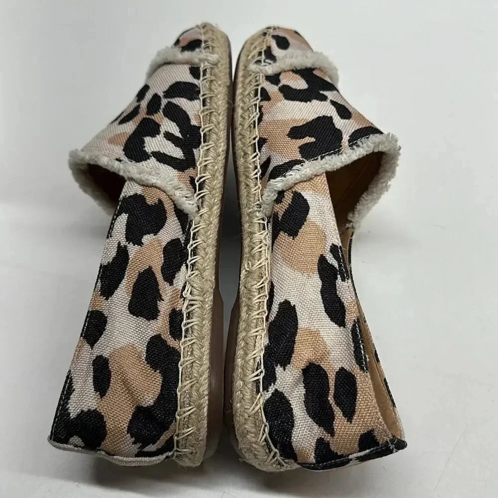 Schutz Ohanna Espadrille Flats Slip On Shoes Cheetah Animal Print Size 6.5